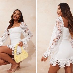 PLT White Mini Dress - Long Sleeve